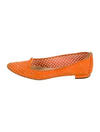 Pre-owned Manolo Blahnik Suede Ballet Flats In Orange