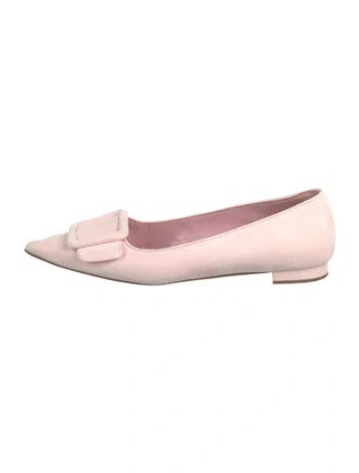 Pre-owned Manolo Blahnik Suede Ballet Flats In Pink