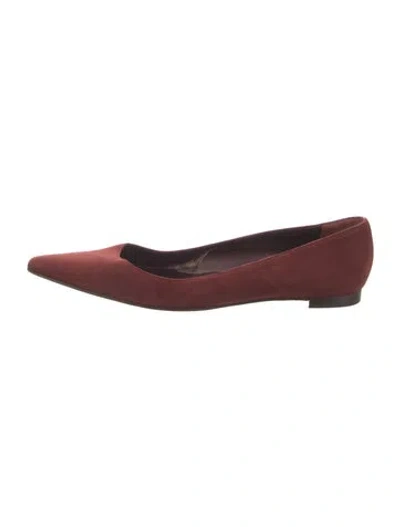 Pre-owned Manolo Blahnik Suede Ballet Flats In Red