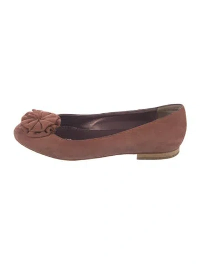 Pre-owned Manolo Blahnik Suede Ballet Flats In Red