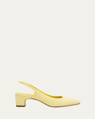 Manolo Blahnik Suede Block-heel Slingback Pumps In Yellow