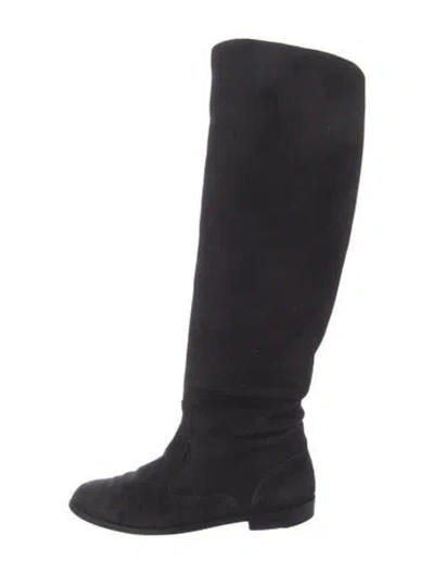 Pre-owned Manolo Blahnik Suede Boots In Black