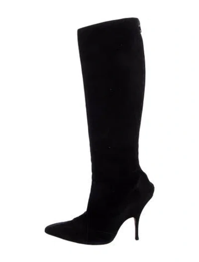 Pre-owned Manolo Blahnik Suede Boots In Black