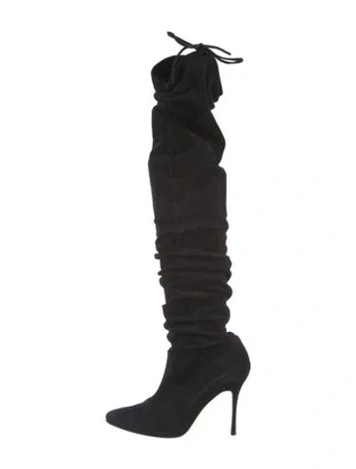 Pre-owned Manolo Blahnik Suede Boots In Black