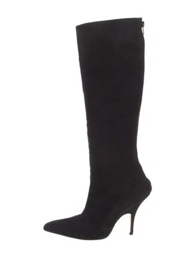 Pre-owned Manolo Blahnik Suede Boots In Black