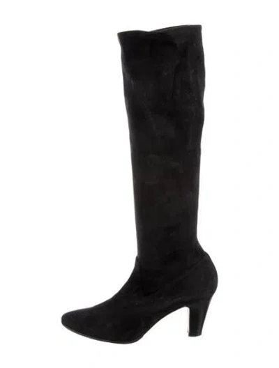 Pre-owned Manolo Blahnik Suede Boots In Black