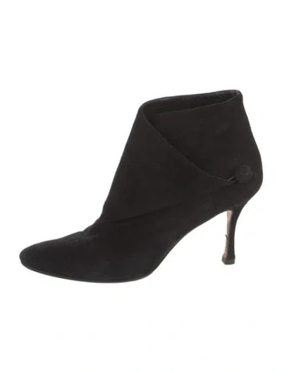 Pre-owned Manolo Blahnik Suede Boots In Black