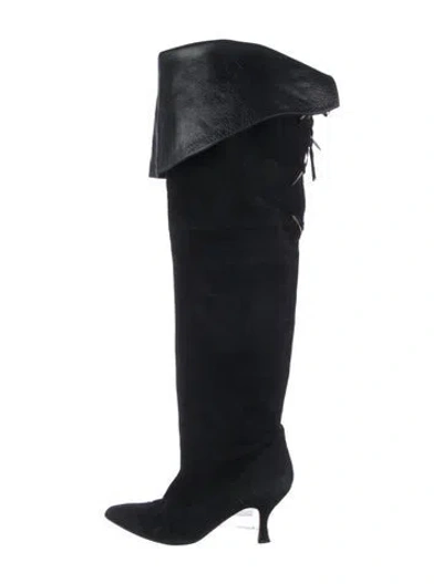Pre-owned Manolo Blahnik Suede Boots In Black