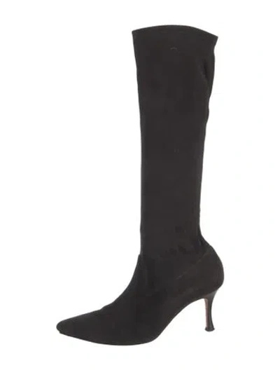 Pre-owned Manolo Blahnik Suede Boots In Black
