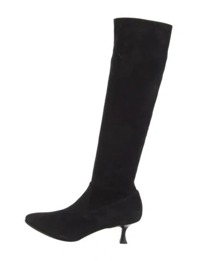 Pre-owned Manolo Blahnik Suede Boots In Black
