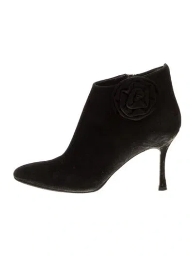 Pre-owned Manolo Blahnik Suede Boots In Black