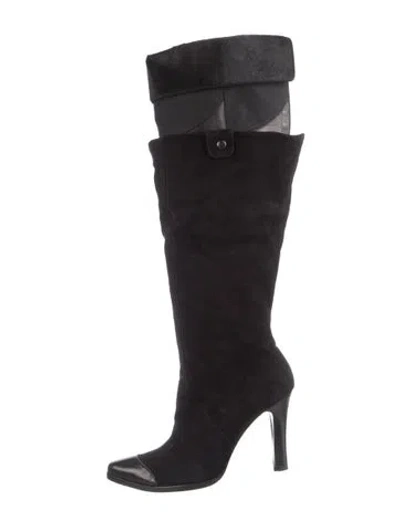 Pre-owned Manolo Blahnik Suede Boots In Black