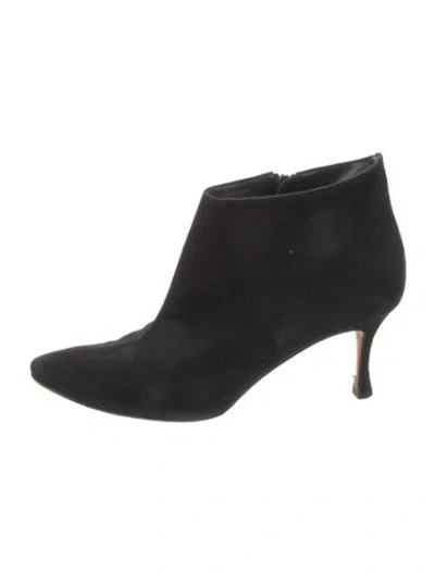 Pre-owned Manolo Blahnik Suede Boots In Black