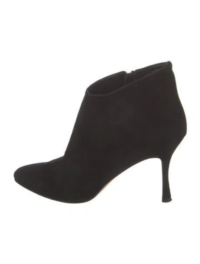 Pre-owned Manolo Blahnik Suede Boots In Black