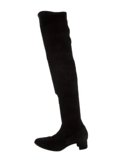 Pre-owned Manolo Blahnik Suede Boots In Black