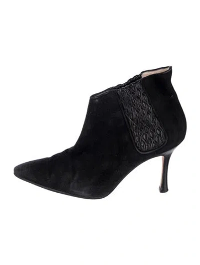Pre-owned Manolo Blahnik Suede Boots In Black