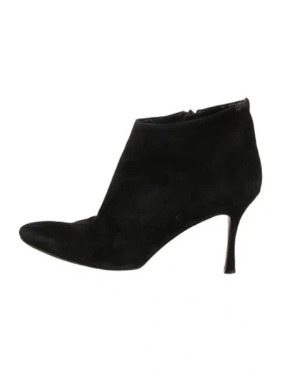Pre-owned Manolo Blahnik Suede Boots In Black