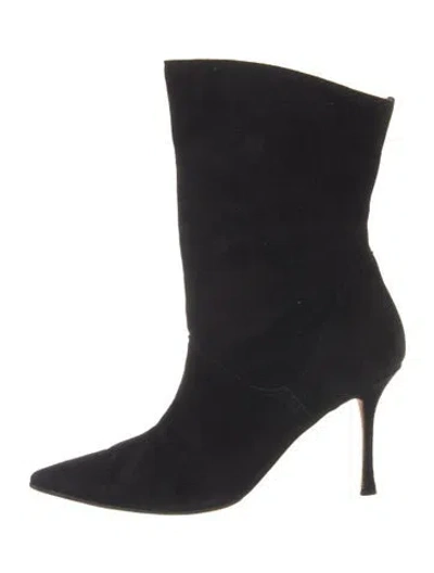 Pre-owned Manolo Blahnik Suede Boots In Blue