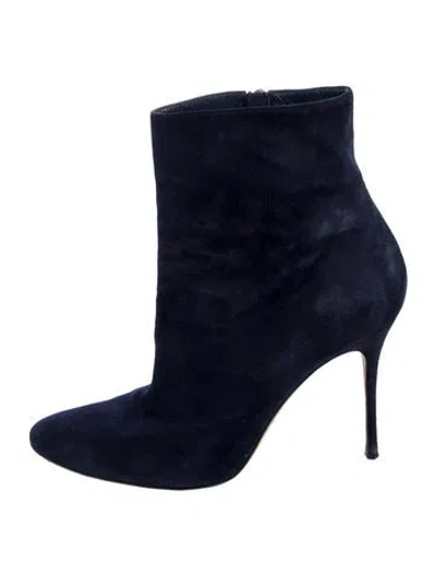 Pre-owned Manolo Blahnik Suede Boots In Blue