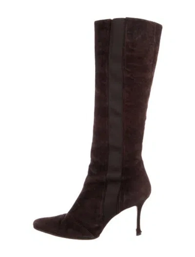 Pre-owned Manolo Blahnik Suede Boots In Brown