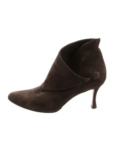 Pre-owned Manolo Blahnik Suede Boots In Brown
