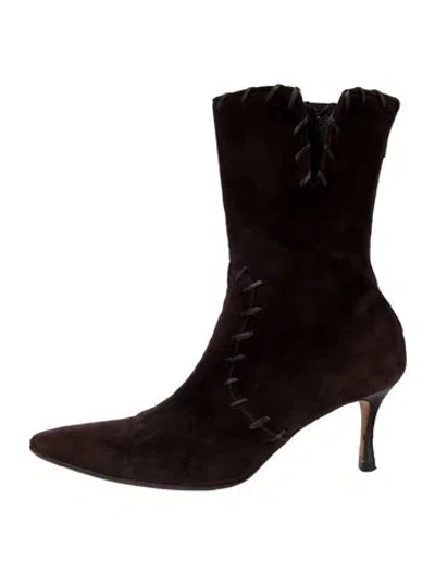 Pre-owned Manolo Blahnik Suede Boots In Brown