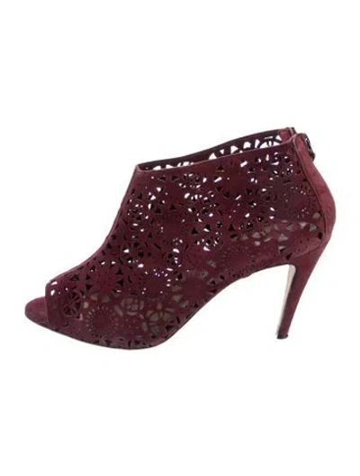 Pre-owned Manolo Blahnik Suede Boots In Burgundy