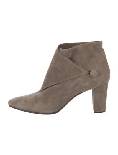 Pre-owned Manolo Blahnik Suede Boots In Gray