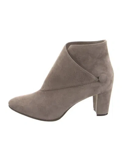 Pre-owned Manolo Blahnik Suede Boots In Gray