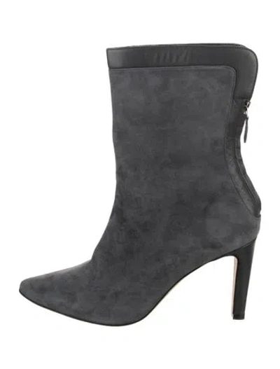 Pre-owned Manolo Blahnik Suede Boots In Grey