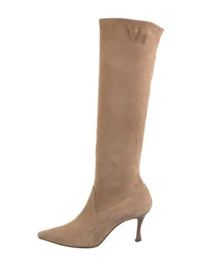 Pre-owned Manolo Blahnik Suede Boots In Neutral
