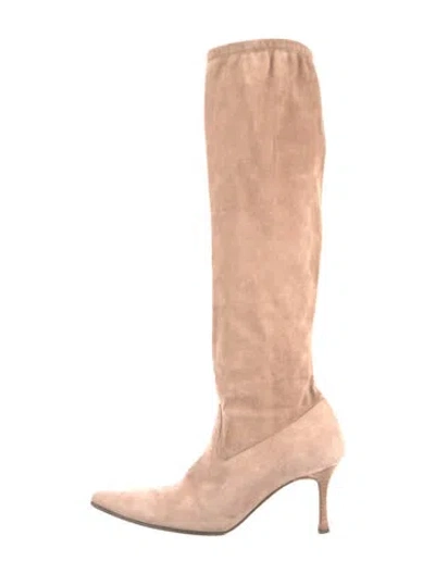 Pre-owned Manolo Blahnik Suede Boots In Neutral