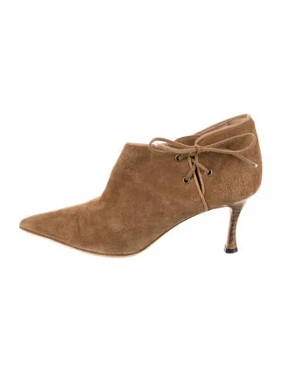 Pre-owned Manolo Blahnik Suede Boots In Neutral