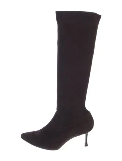 Pre-owned Manolo Blahnik Suede Boots In Purple