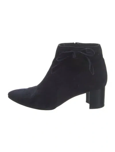 Pre-owned Manolo Blahnik Suede Bow Accents Boots In Blue