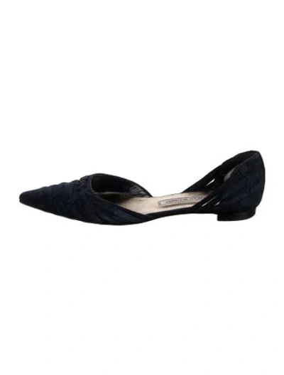 Pre-owned Manolo Blahnik Suede Braided Accents Ballet Flats In Blue