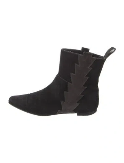Pre-owned Manolo Blahnik Suede Chelsea Boots In Black