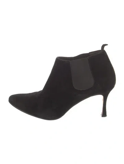 Pre-owned Manolo Blahnik Suede Chelsea Boots In Black