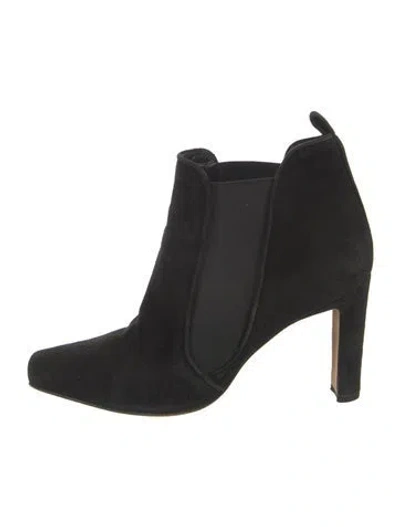 Pre-owned Manolo Blahnik Suede Chelsea Boots In Black