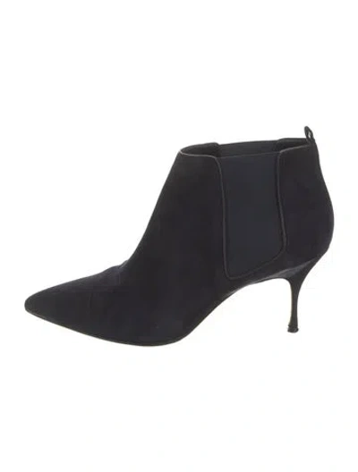 Pre-owned Manolo Blahnik Suede Chelsea Boots In Blue