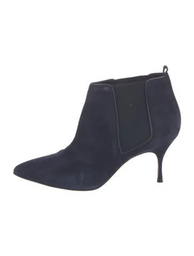 Pre-owned Manolo Blahnik Suede Chelsea Boots In Blue