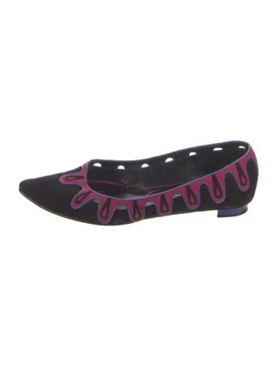 Pre-owned Manolo Blahnik Suede Colorblock Pattern Ballet Flats In Blue