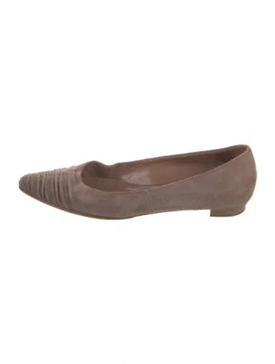 Pre-owned Manolo Blahnik Suede Colorblock Pattern Flats In Neutral