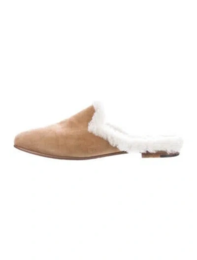 Pre-owned Manolo Blahnik Suede Colorblock Pattern Mules In Brown