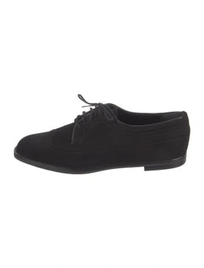 Pre-owned Manolo Blahnik Suede Derby Shoes In Black