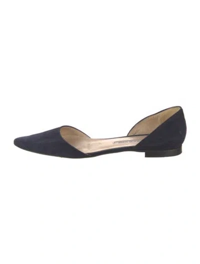 Pre-owned Manolo Blahnik Suede D'orsay Flats In Blue