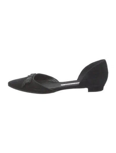 Pre-owned Manolo Blahnik Suede D'orsay Flats In Blue