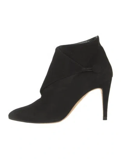 Pre-owned Manolo Blahnik Suede D'orsay Pumps In Black