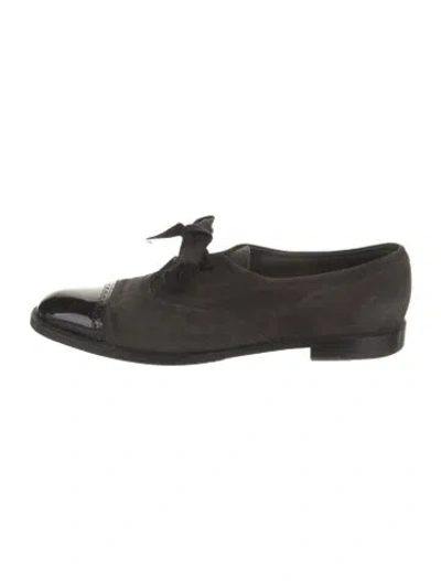 Pre-owned Manolo Blahnik Suede Dress Loafers In Black