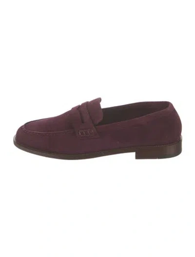 Pre-owned Manolo Blahnik Suede Dress Loafers In Burgundy
